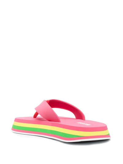 Shop Msgm Thong-strap Chunky Flip Flops In Pink