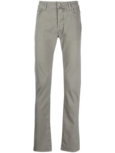 Shop Jacob Cohen Logo-patch Slim-cut Jeans In Grey