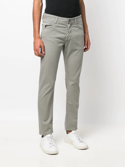 Shop Jacob Cohen Logo-patch Slim-cut Jeans In Grey