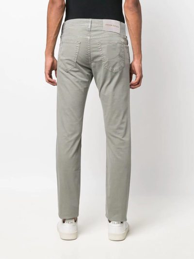 Shop Jacob Cohen Logo-patch Slim-cut Jeans In Grey