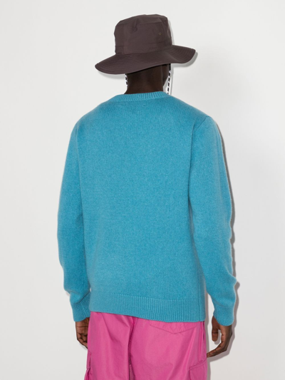 Shop The Elder Statesman Long-sleeve Knitted Jumper In Blue