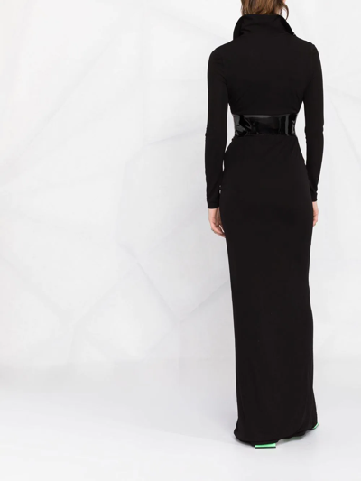 Shop Moschino Belted-waist Long Shirt Dress In Black