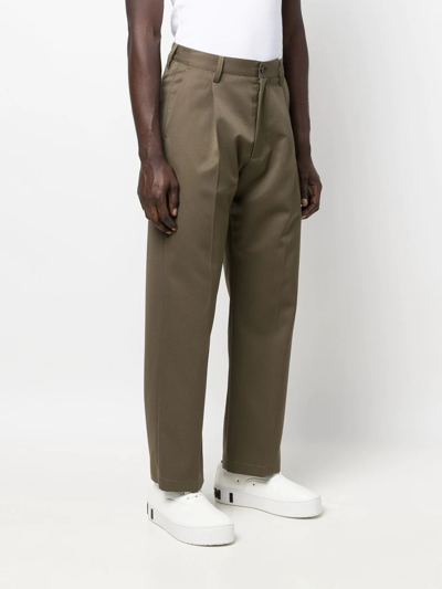 Shop Marni Straight-leg Cut Chino Trousers In Green