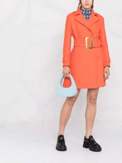 Shop Moschino Double-breasted Belted Coat In Orange