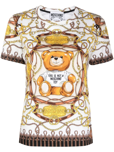 Shop Moschino Teddy Bear Round-neck T-shirt In White