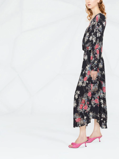 Shop Iro Flared Floral-print Midi Dress In Black