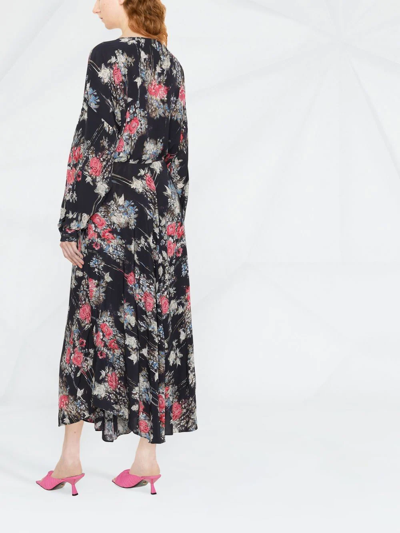 Shop Iro Flared Floral-print Midi Dress In Black