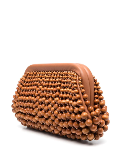 Shop Cult Gaia Bead-embellished Clutch Bag In Brown