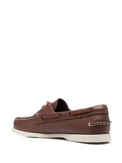 Shop Sebago Front Lace-up Detail Boat Shoes In Brown