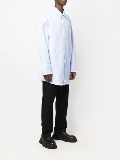 Our Legacy Longline Raw-cut Shirt In Blue
