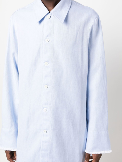 Our Legacy Longline Raw-cut Shirt In Blue