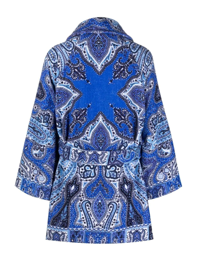Shop Etro Home Paisley-print Cotton Robe In Blue