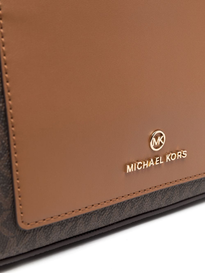 Shop Michael Michael Kors Maeve Monogram-print Bucket Bag In Brown