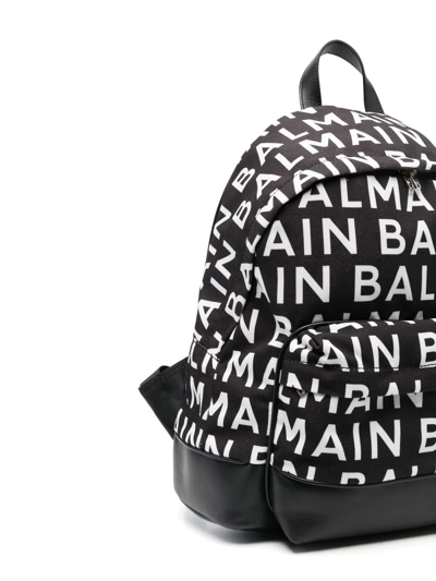 Shop Balmain Logo-print Zip-around Backpack In Black