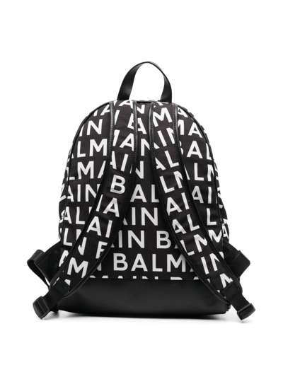 Shop Balmain Logo-print Zip-around Backpack In Black