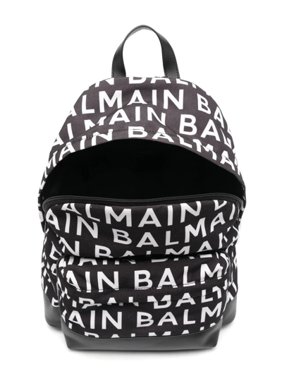Shop Balmain Logo-print Zip-around Backpack In Black