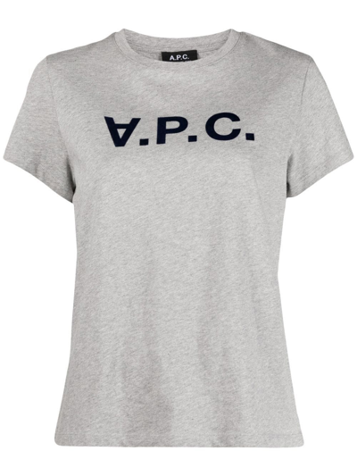 Shop Apc Logo Print T-shirt In Grey