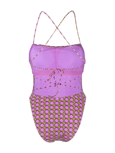 Shop Tory Burch Monogram-print Swimsuit In Purple