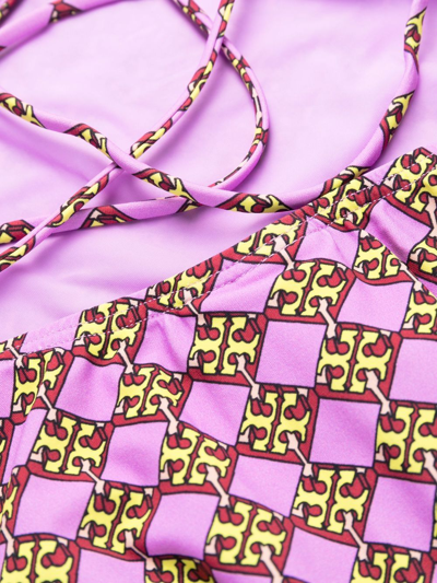 Tory Burch Monogram-print Swimsuit In Purple