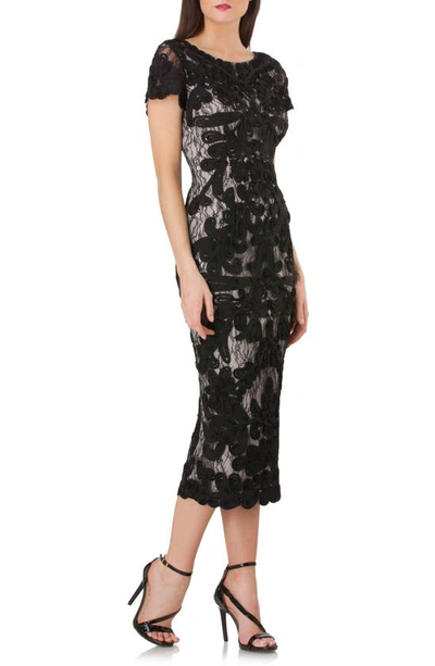 Shop Js Collections Soutache Lace Midi Dress In Black/ Vanilla