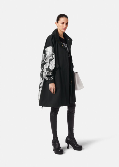 Shop Versace Silver Baroque Parka Coat, Female, Black, 48