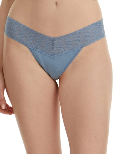 Shop Hanky Panky Eco Rib Low Rise Thong In Vintage Blue