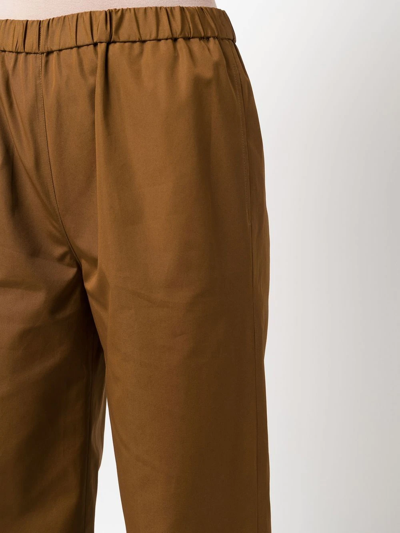 Shop Aspesi Elasticated-waist Slip-on Palazzo Trousers In Brown