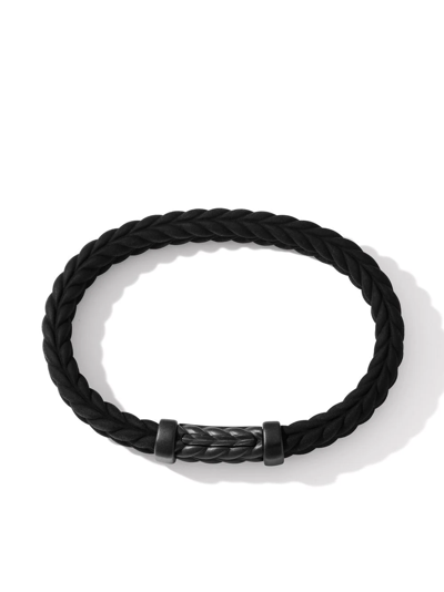 David Yurman 9mm Black Titanium Diamond Chevron Bracelet In Black