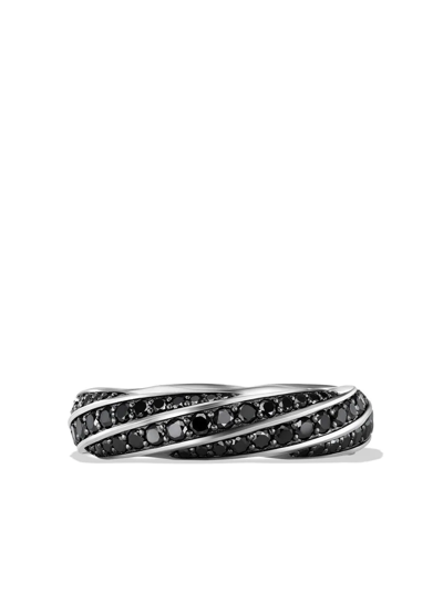 Shop David Yurman 6mm Cable Edge Diamond Band Ring In Silver