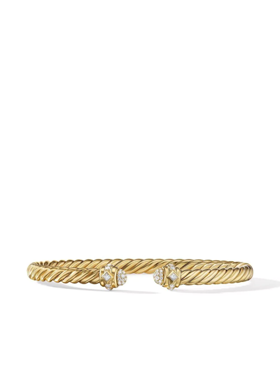 Shop David Yurman 18kt Yellow Gold Oval Cable Spiral Diamond Bracelet