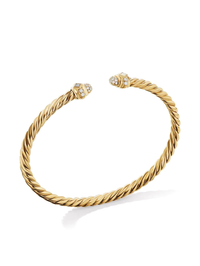 David Yurman 18kt Yellow Gold Oval Cable Spiral Diamond Bracelet In Gold