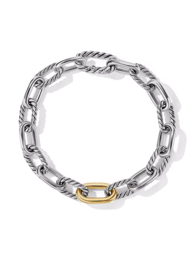 Shop David Yurman 18kt Yellow Gold And Sterling Silver Dy Madison Chain Bracelet