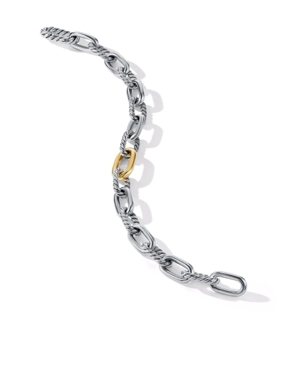 David Yurman Sterling Silver And 18kt Bonded Yellow Gold Detail Dy Madison Medium Bracelet In Silver