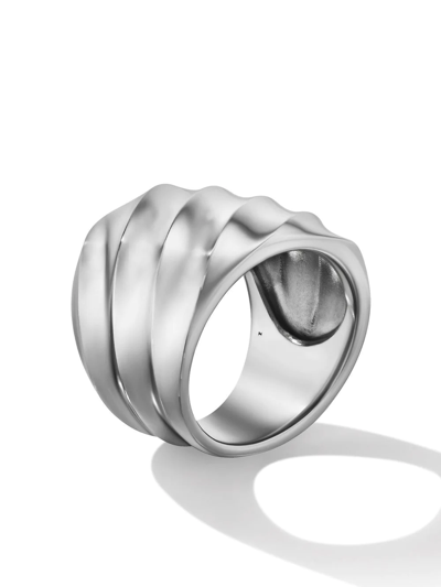 David Yurman 20mm Cable Edge Saddle Ring In Silver