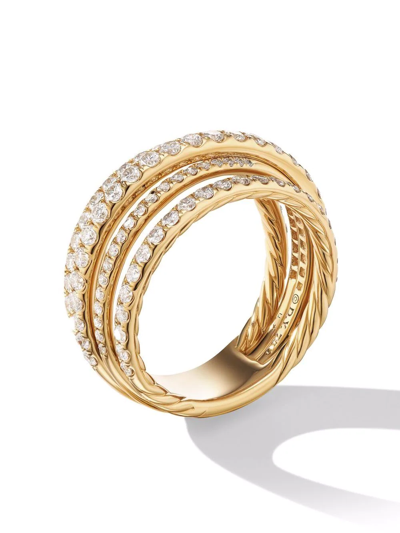 Shop David Yurman 18kt Yellow Gold Crossover Diamond Ring
