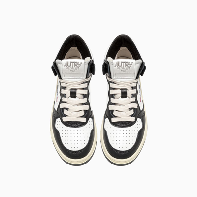 Shop Autry Medalist Mid Sneakers Aumw Wb01 In Leat/leat Wht/bk