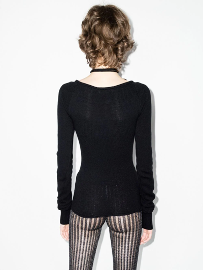 Shop Attico Strap-detail Knitted Top In Black