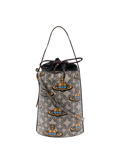 Shop Vivienne Westwood Charlotte Drawstring Bucket Bag In Neutrals
