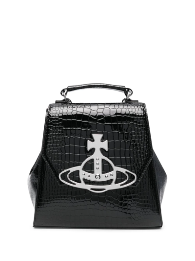 Shop Vivienne Westwood Orb-plaque Embossed Backpack In Black