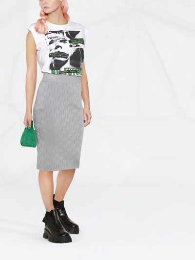 Shop Karl Lagerfeld Monogram Jacquard Skirt In Grey