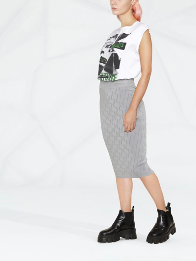 Shop Karl Lagerfeld Monogram Jacquard Skirt In Grey