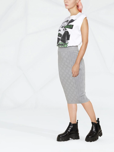 Karl Lagerfeld Monogram Jacquard Skirt In Grey