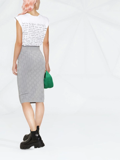 Shop Karl Lagerfeld Monogram Jacquard Skirt In Grey