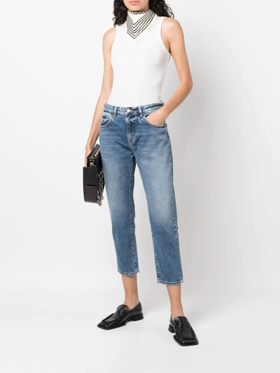 Icon Denim Cropped Slim-cut Jeans In Blue