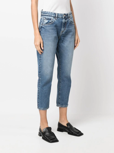 Icon Denim Cropped Slim-cut Jeans In Blue
