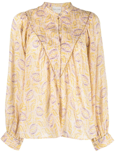 Shop Forte Forte Abstract-print Blouse In Neutrals