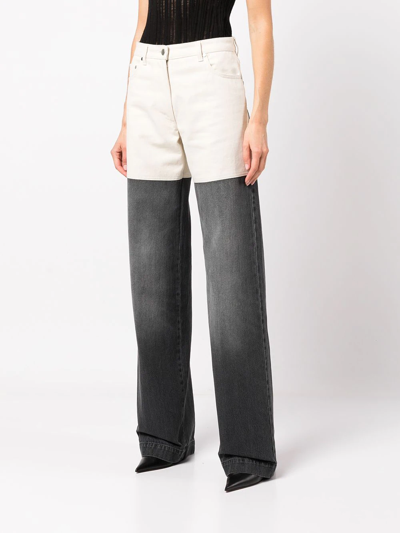 Shop Peter Do Two-tone Straight-leg Jeans In Black
