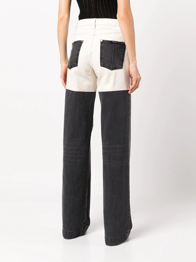 Shop Peter Do Two-tone Straight-leg Jeans In Black