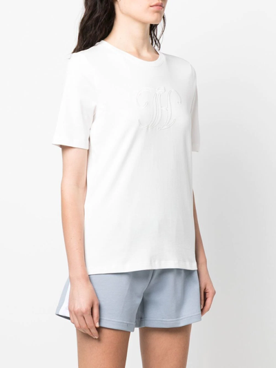 Shop Tommy Hilfiger Embroidered-logo Detail T-shirt In White