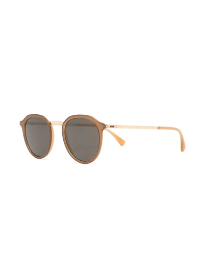 Shop Mykita Tinted-lens Round-frame Sunglasses In Yellow